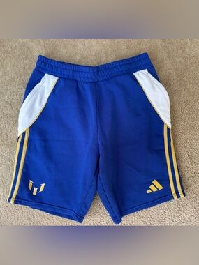 Boys Sz L 13/14Y Adidas Royal Blue and Yellow Athletic Shorts